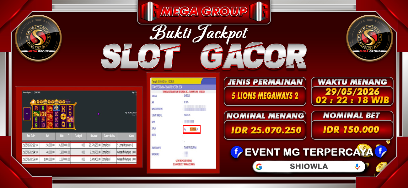 Bukti JP situs Shiowla hari Sabtu, 30 Mei 2026