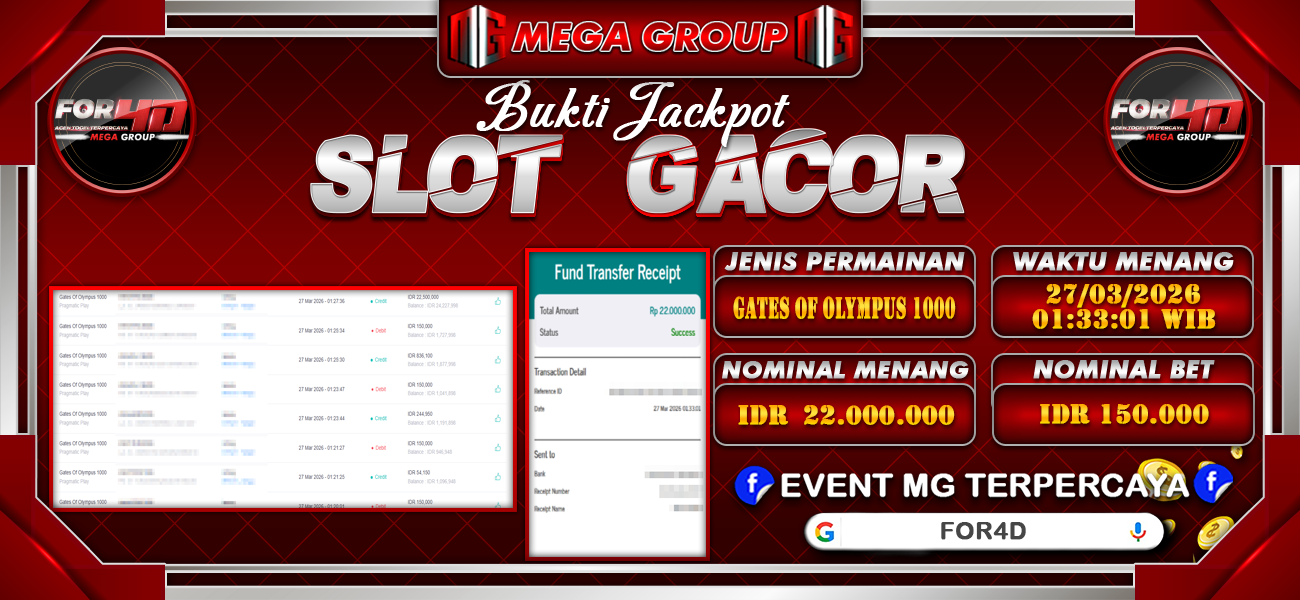 Bukti JP situs For4D hari Jumat, 27 Maret 2026