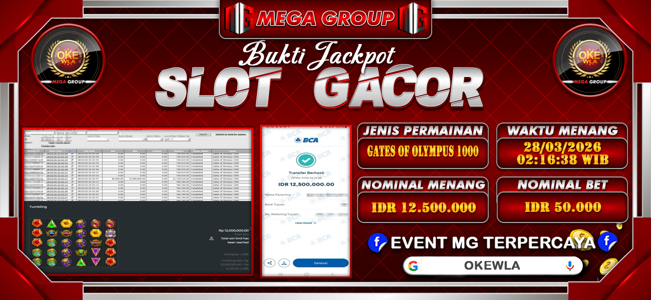 Bukti JP situs Okewla hari Sabtu, 28 Maret 2026