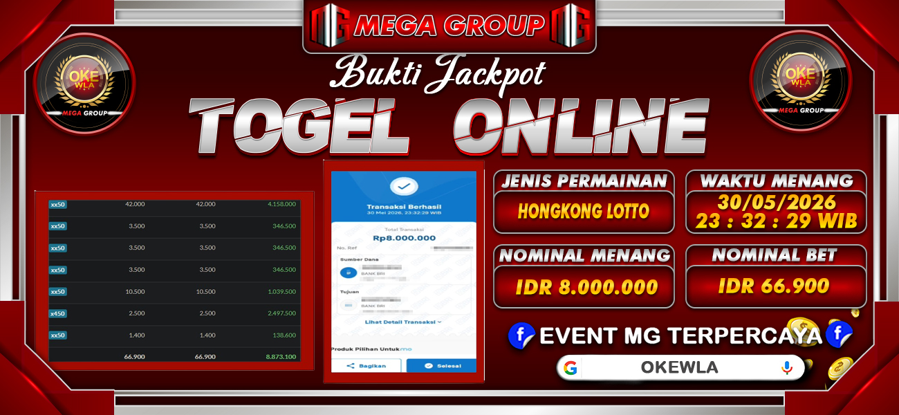 Bukti JP situs Okewla hari Minggu, 31 Mei 2026