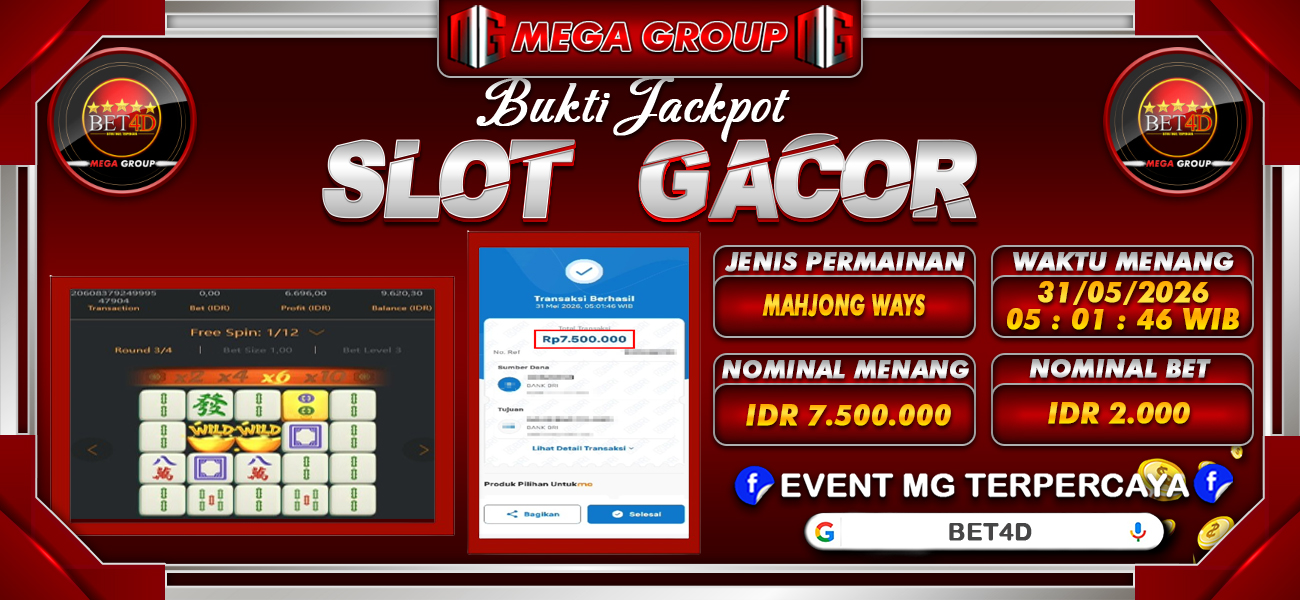 Bukti JP situs Bet4D hari Minggu, 31 Mei 2026